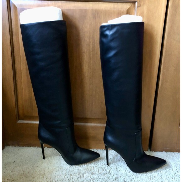 *NWOT* PARIS TEXAS -  Black Leather 110mm Knee-High Stiletto Boots - 41 - $1,050 - Picture 2 of 15